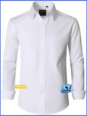 Stretch Wrinkle Free Dress Shirt Long Sleeve Button Down